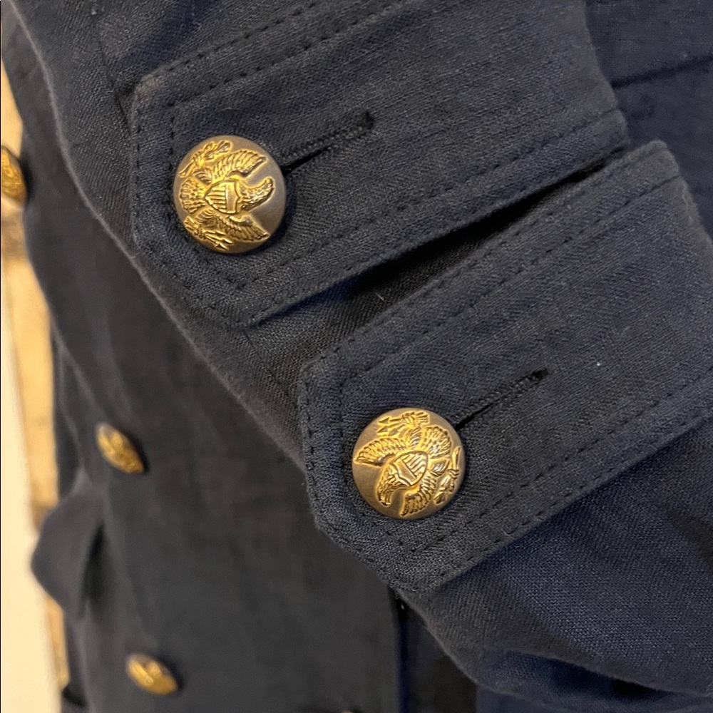 Smythe Les Vestes Women's Navy Double-Breasted Linen Military Jacket - Picture 3 of 6